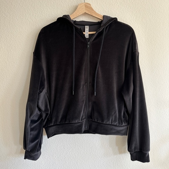 ALO Yoga Velour Glimmer Full Zip Hoodie - Women’s | Black Size S - Picture 3 of 9